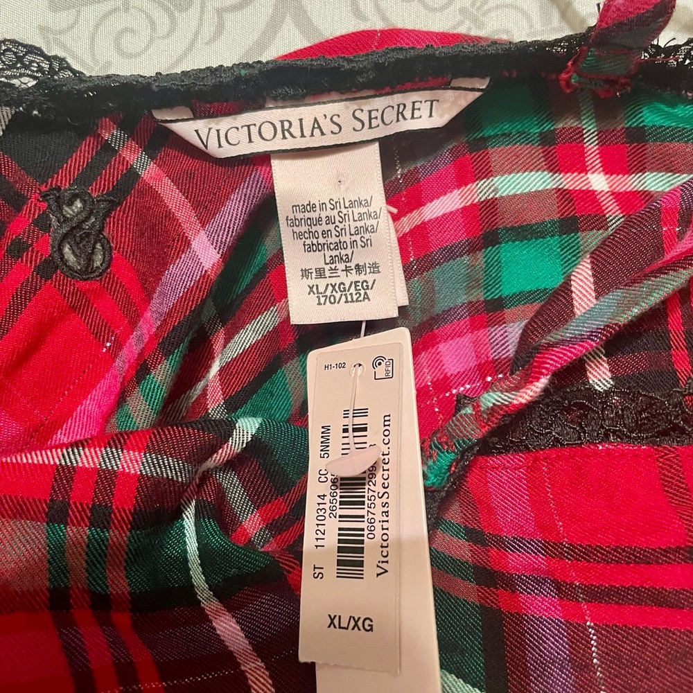 Victoria's Secret Red and Green Plaid Pajama Top